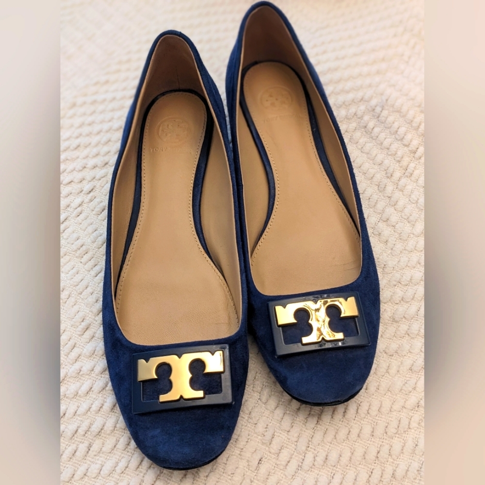 Tory Burch Gigi Logo Suede Navy Pump Sz. 8.5